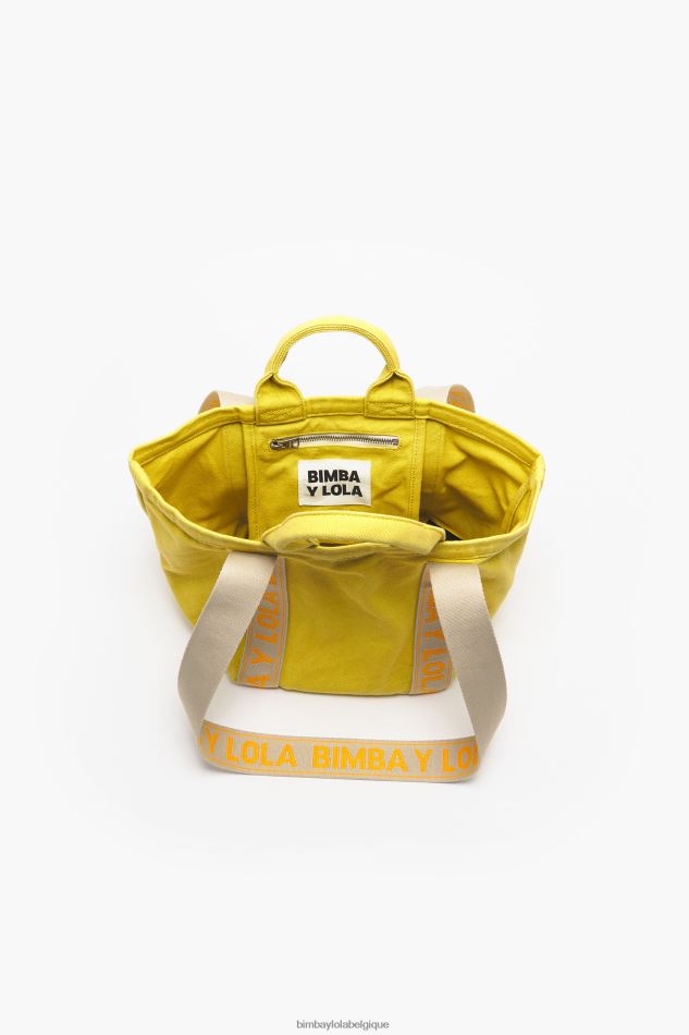accessoires Bimba Y Lola sac cabas en toile jaune HV448684