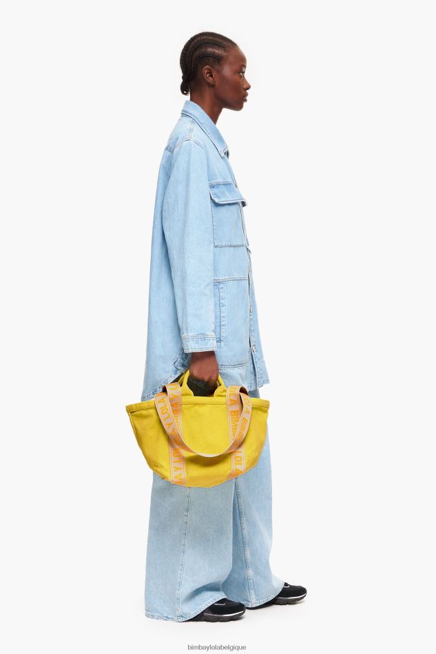 accessoires Bimba Y Lola sac cabas en toile jaune HV448684