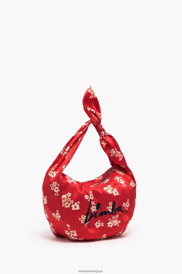 accessoires Bimba Y Lola sac seau en nylon à fleurs acryliques rouge HV4486121