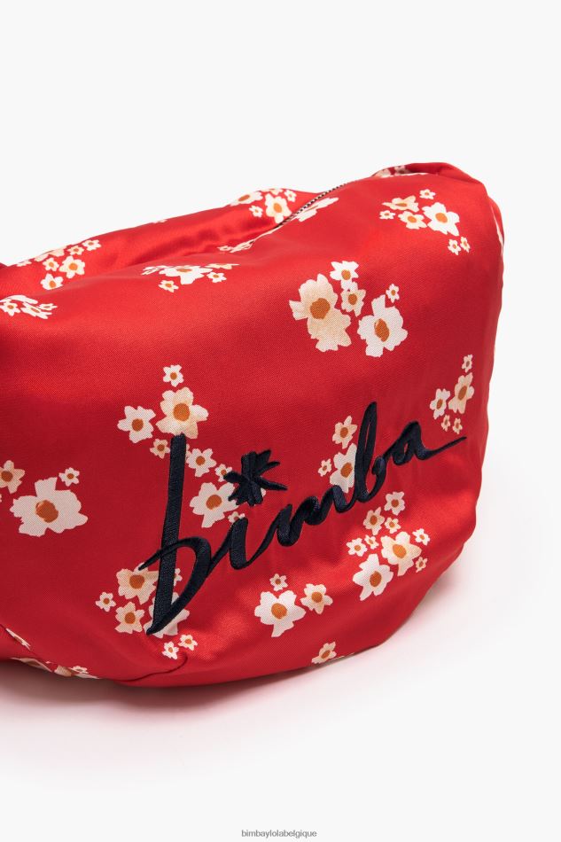 accessoires Bimba Y Lola sac seau en nylon à fleurs acryliques rouge HV4486121