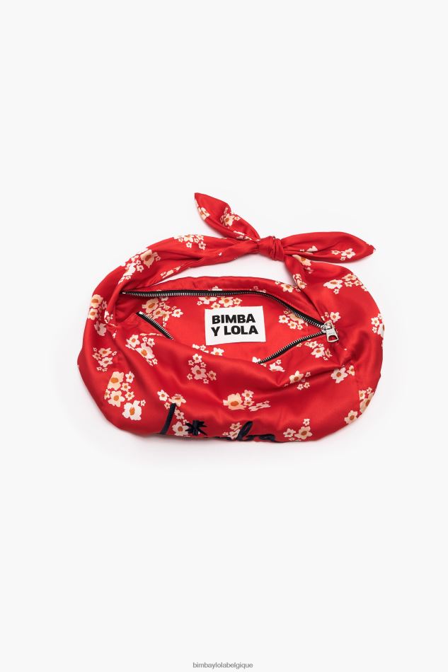 accessoires Bimba Y Lola sac seau en nylon à fleurs acryliques rouge HV4486121
