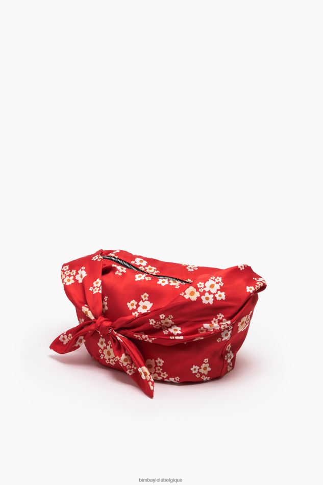 accessoires Bimba Y Lola sac seau en nylon à fleurs acryliques rouge HV4486121