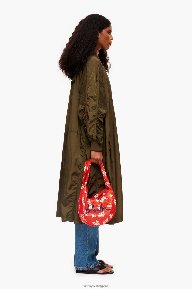 accessoires Bimba Y Lola sac seau en nylon à fleurs acryliques rouge HV4486121