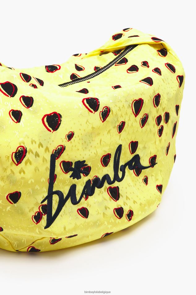 accessoires Bimba Y Lola sac seau en nylon à petits cœurs jaune HV4486119