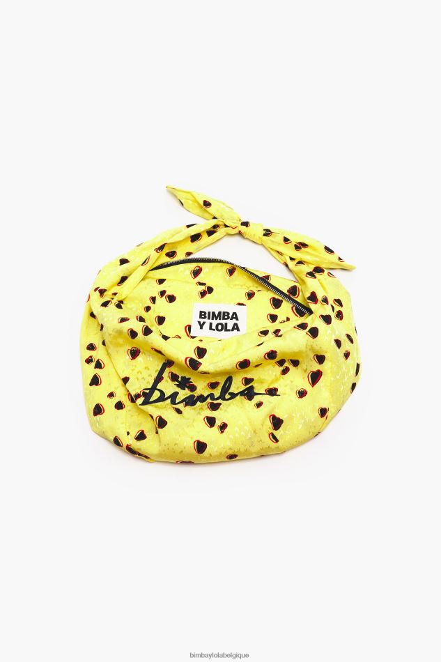 accessoires Bimba Y Lola sac seau en nylon à petits cœurs jaune HV4486119