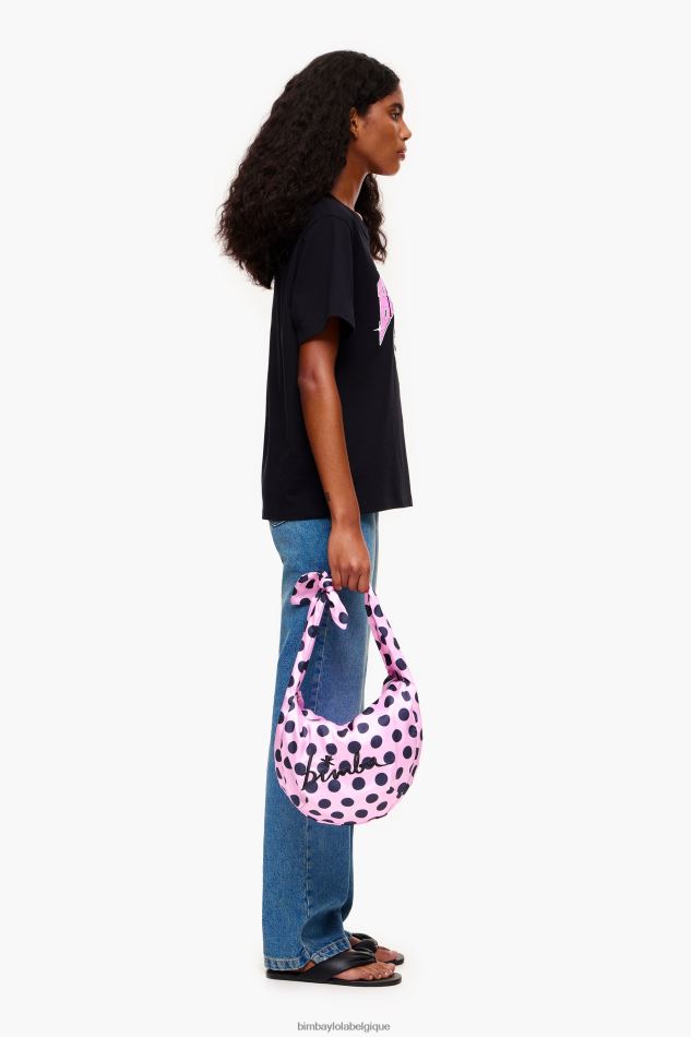 accessoires Bimba Y Lola sac seau en nylon à pois rose HV4486118