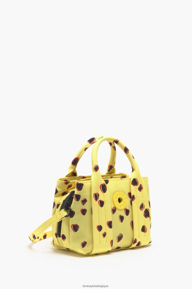 accessoires Bimba Y Lola sac cabas en nylon à imprimé petits cœurs jaune HV448679