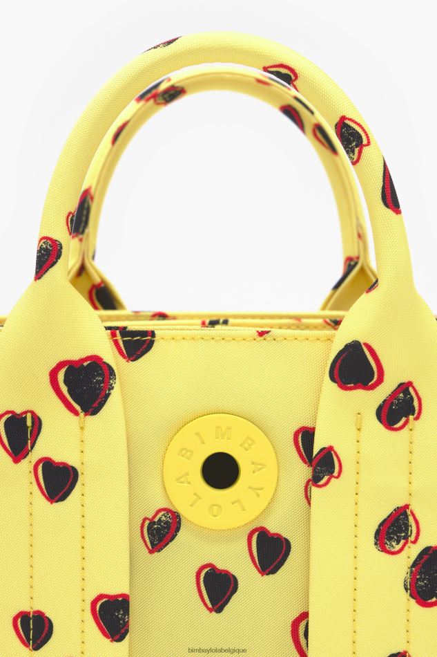 accessoires Bimba Y Lola sac cabas en nylon à imprimé petits cœurs jaune HV448679