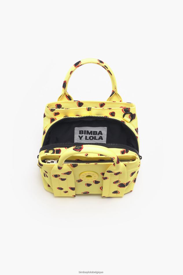 accessoires Bimba Y Lola sac cabas en nylon à imprimé petits cœurs jaune HV448679