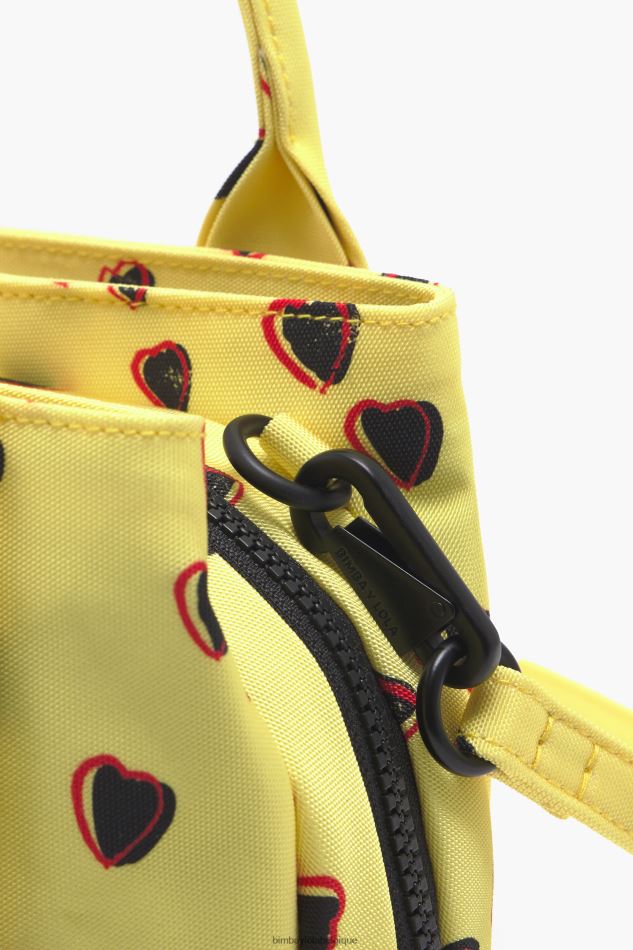 accessoires Bimba Y Lola sac cabas en nylon à imprimé petits cœurs jaune HV448679