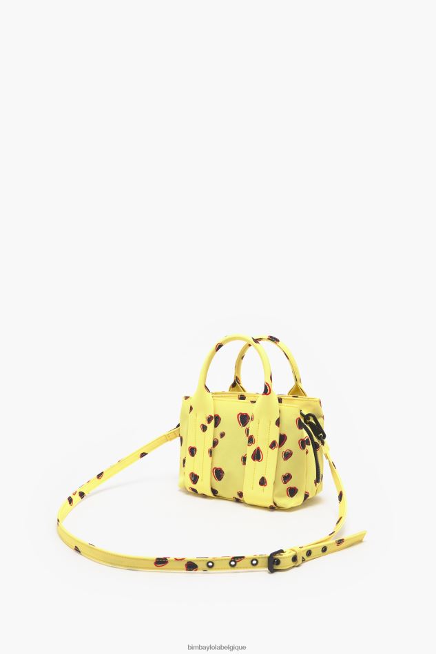 accessoires Bimba Y Lola sac cabas en nylon à imprimé petits cœurs jaune HV448679