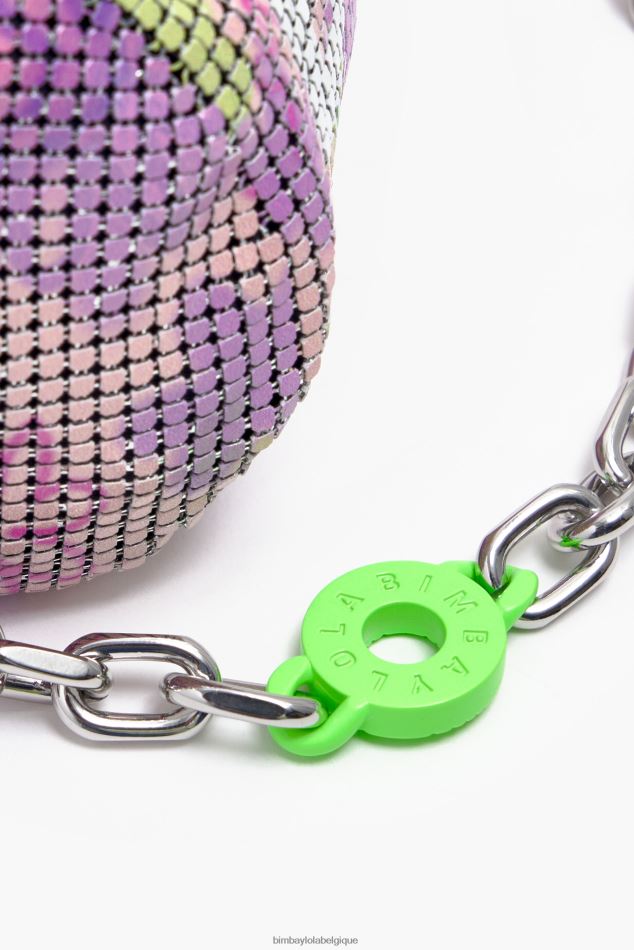 accessoires Bimba Y Lola sac cylindrique en maille de pulvérisation de fleurs rose HV4486142