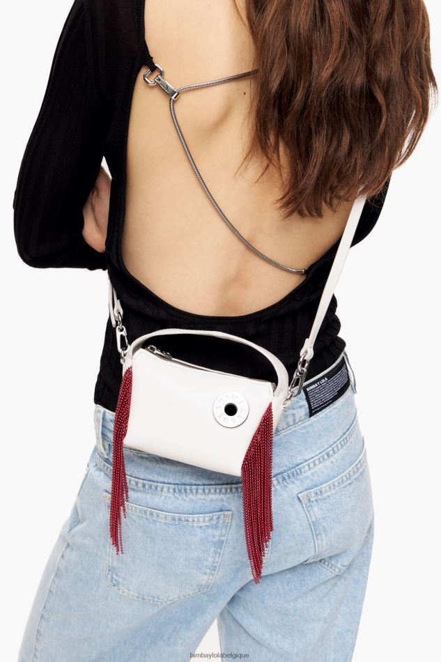 accessoires Bimba Y Lola sac hobo en cuir blanc HV448661