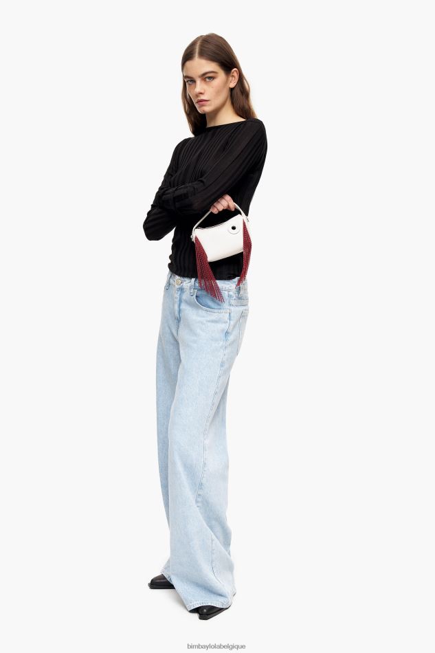 accessoires Bimba Y Lola sac hobo en cuir blanc HV448661