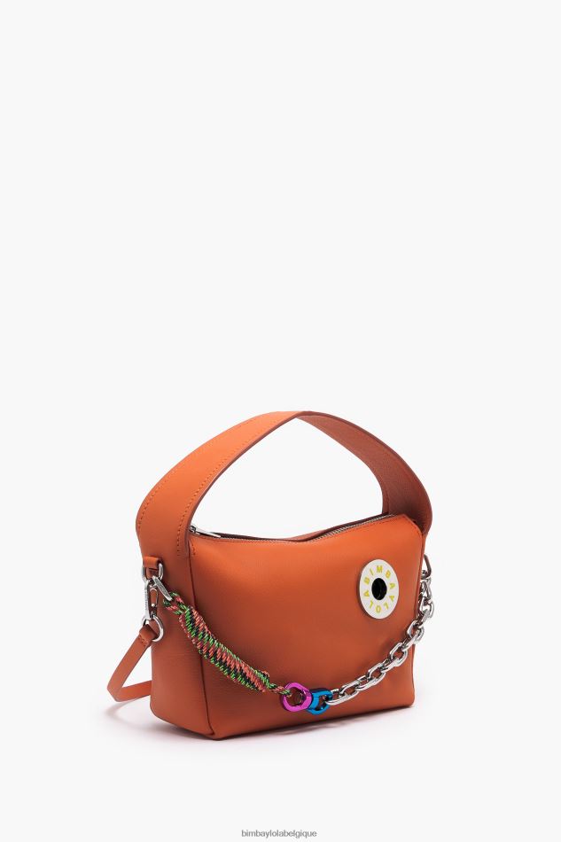 accessoires Bimba Y Lola sac hobo en cuir brique HV448655