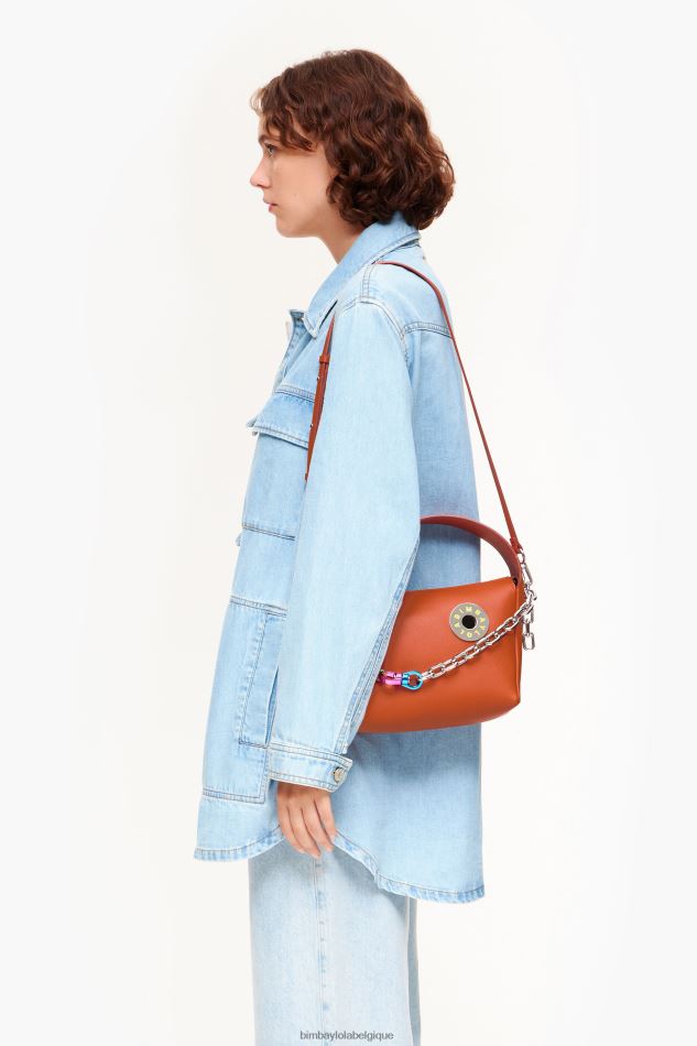 accessoires Bimba Y Lola sac hobo en cuir brique HV448655