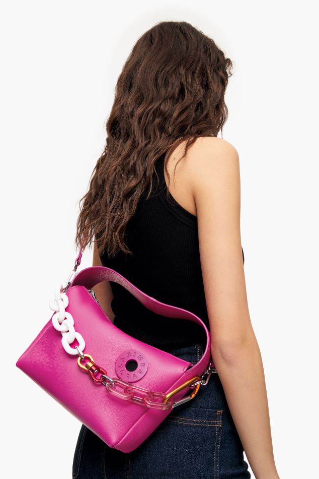 accessoires Bimba Y Lola sac hobo en cuir fuchsia HV448658
