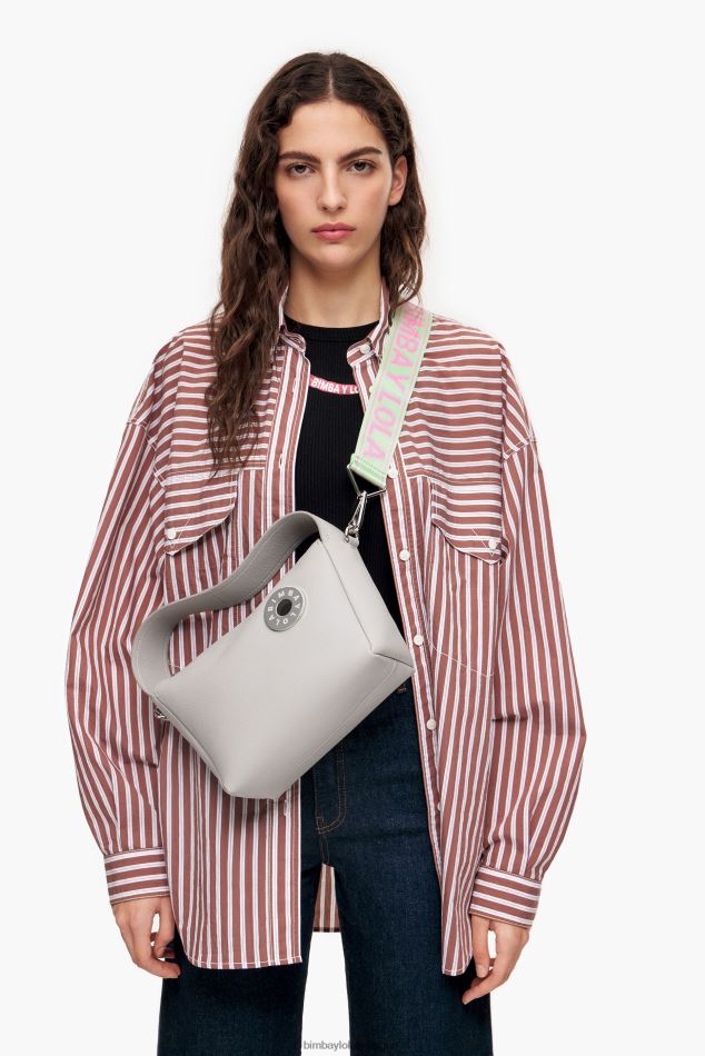 accessoires Bimba Y Lola sac hobo en cuir gris HV448650