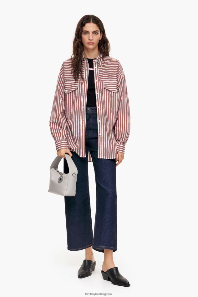 accessoires Bimba Y Lola sac hobo en cuir gris HV448650