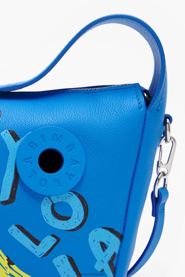 accessoires Bimba Y Lola sac hobo en cuir imprimé banane byl bleu HV448656