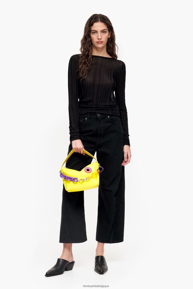 accessoires Bimba Y Lola sac hobo en cuir jaune HV448657