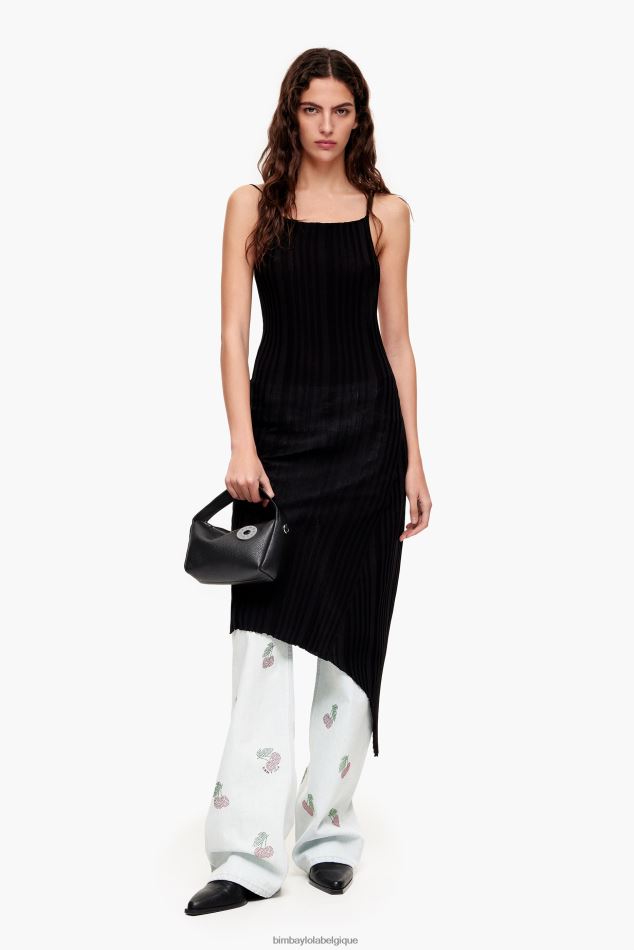 accessoires Bimba Y Lola sac hobo en cuir noir HV448654