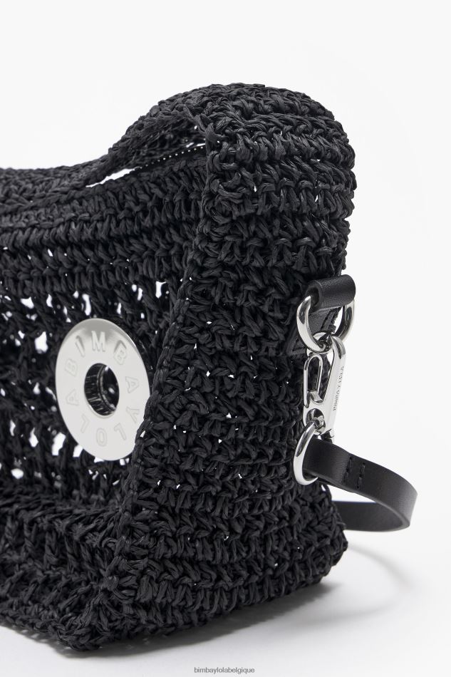 accessoires Bimba Y Lola sac hobo en raphia noir HV44866