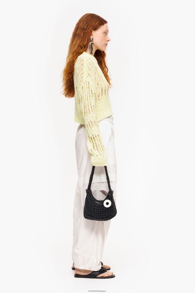 accessoires Bimba Y Lola sac hobo en raphia noir HV44866