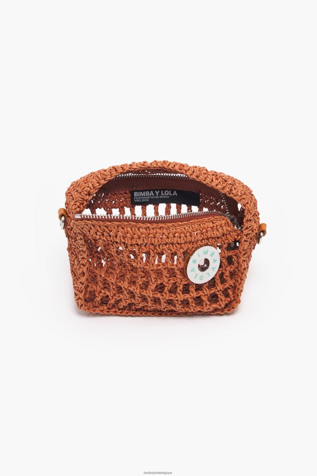 accessoires Bimba Y Lola sac hobo en raphia orange HV44869