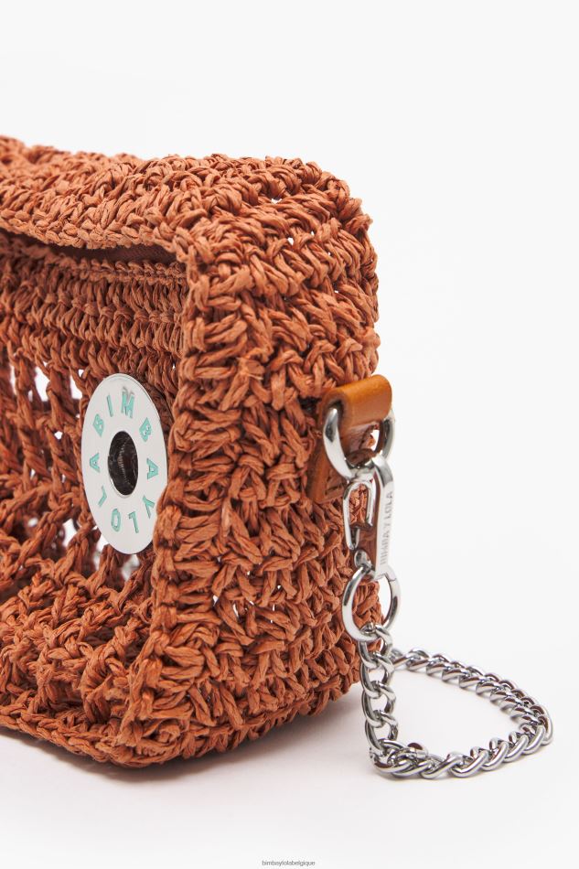 accessoires Bimba Y Lola sac hobo en raphia orange HV44869