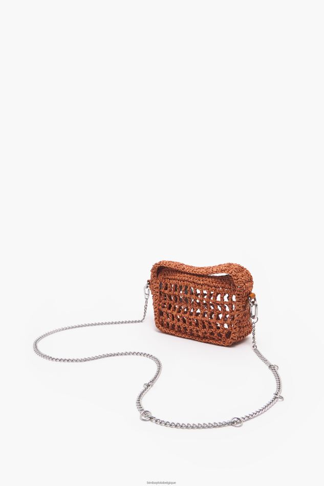 accessoires Bimba Y Lola sac hobo en raphia orange HV44869