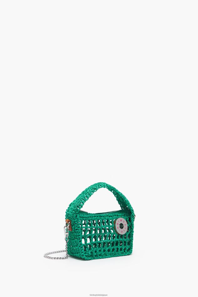 accessoires Bimba Y Lola sac hobo en raphia vert HV448610