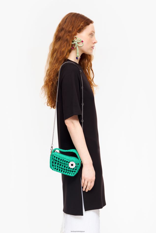 accessoires Bimba Y Lola sac hobo en raphia vert HV448610
