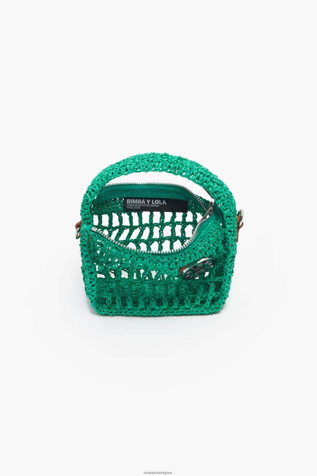 accessoires Bimba Y Lola sac hobo en raphia vert HV448610