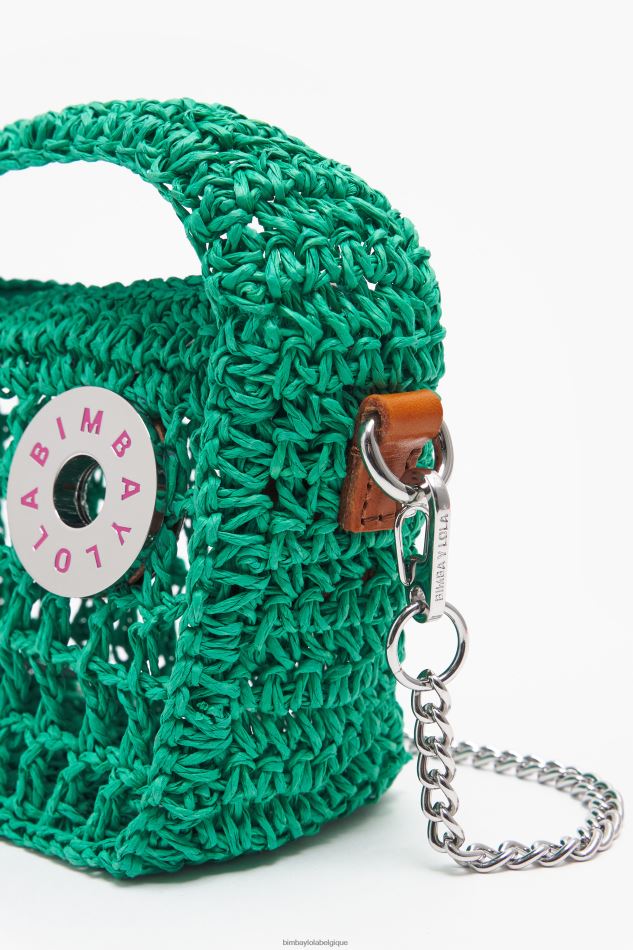 accessoires Bimba Y Lola sac hobo en raphia vert HV448610