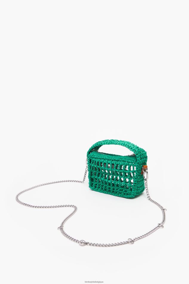 accessoires Bimba Y Lola sac hobo en raphia vert HV448610