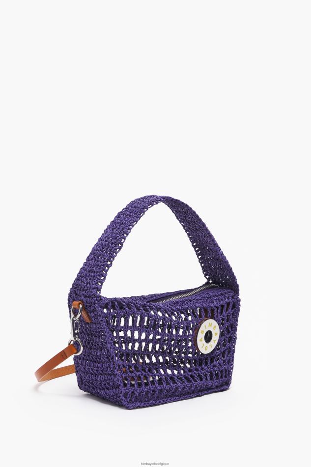 accessoires Bimba Y Lola sac hobo en raphia violet HV44868
