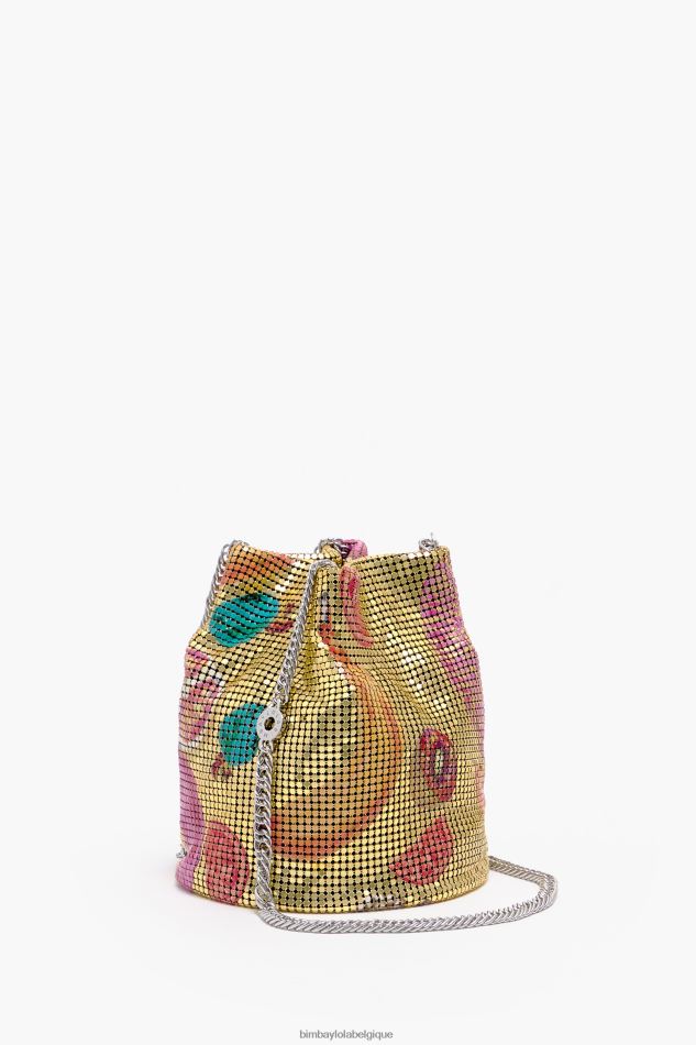 accessoires Bimba Y Lola sac seau en filet imprimé mélange de bananes sac seau doré HV4486146