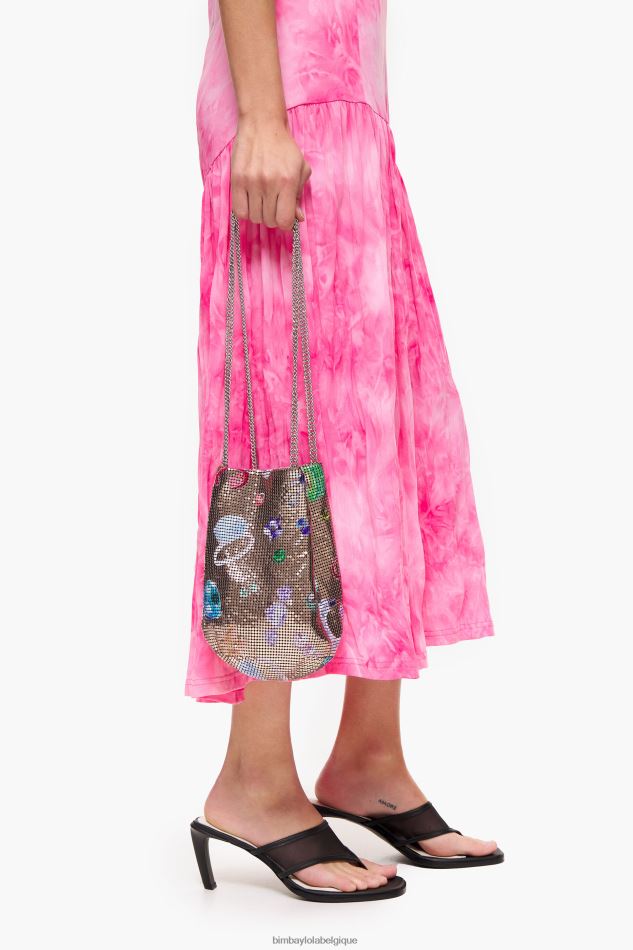 accessoires Bimba Y Lola sac seau en résille à imprimé bijoux tombés doré HV4486147