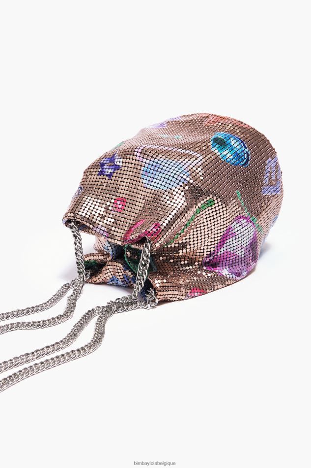 accessoires Bimba Y Lola sac seau en résille à imprimé bijoux tombés doré HV4486147
