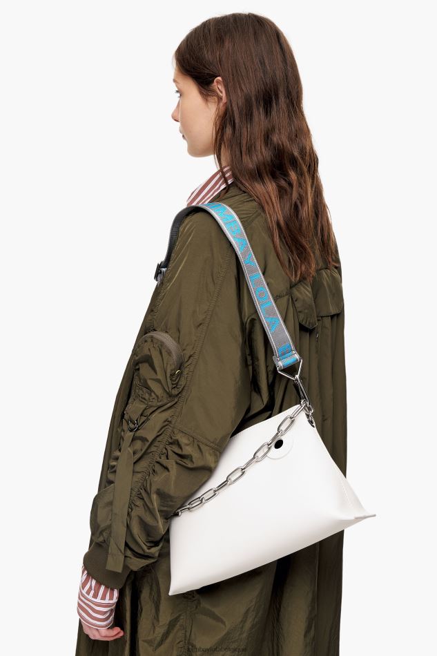 accessoires Bimba Y Lola sac trapèze en cuir blanc HV448644