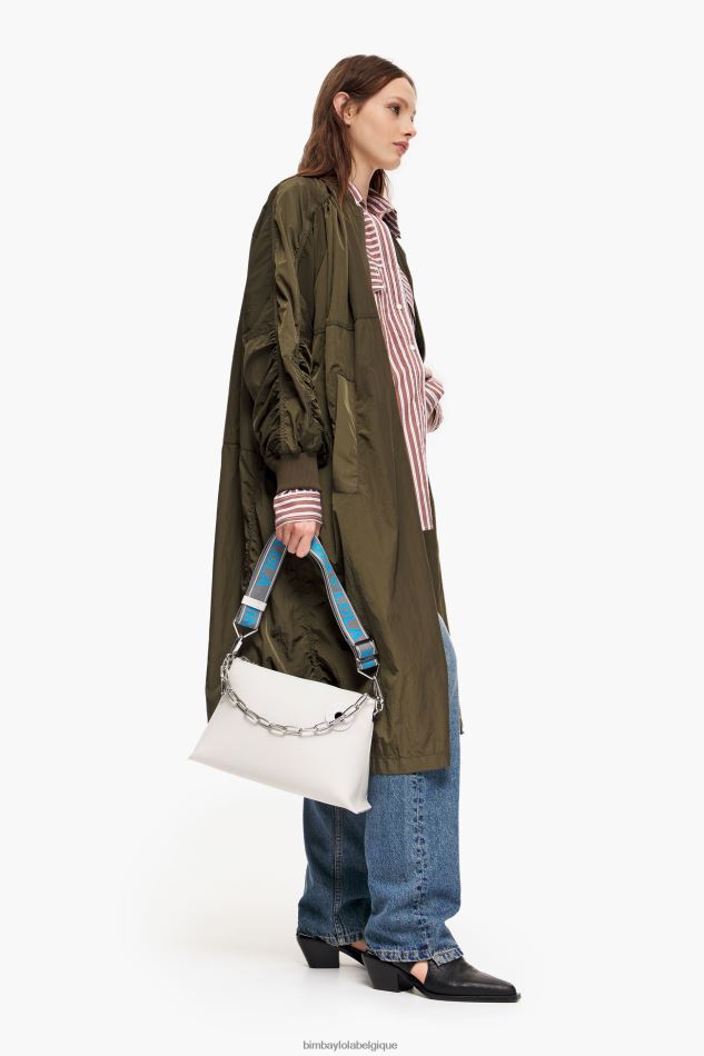 accessoires Bimba Y Lola sac trapèze en cuir blanc HV448644