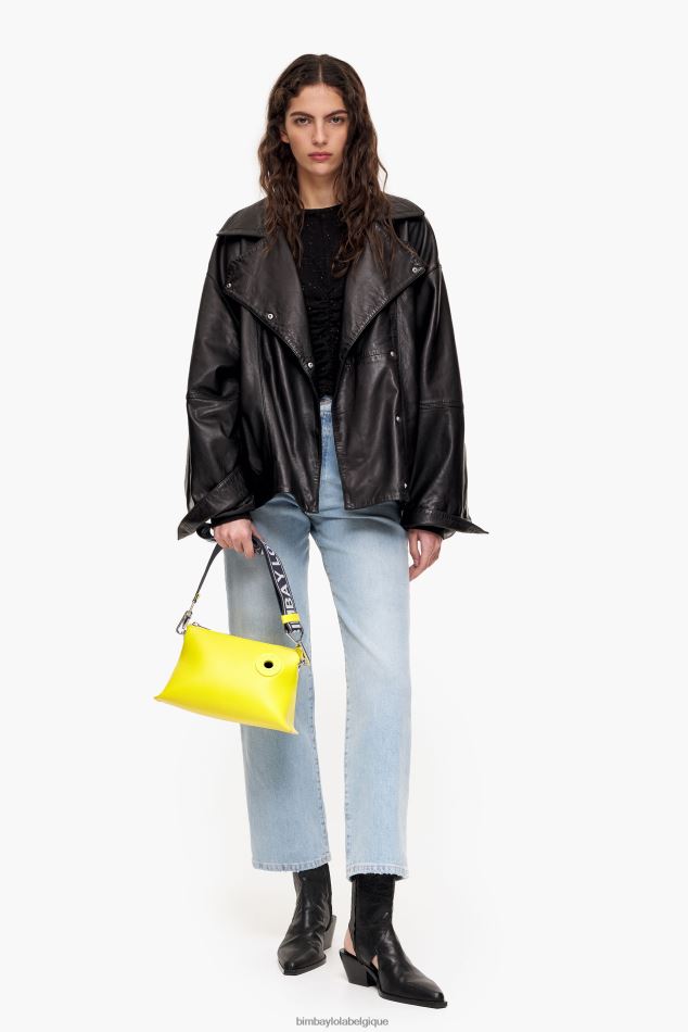 accessoires Bimba Y Lola sac trapèze en cuir jaune HV448648