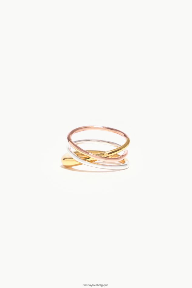 accessoires Bimba Y Lola bague bandes croisées multi-or HV4486737