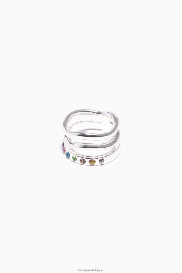 accessoires Bimba Y Lola bague à cristaux trois rangs multicolore HV4486842