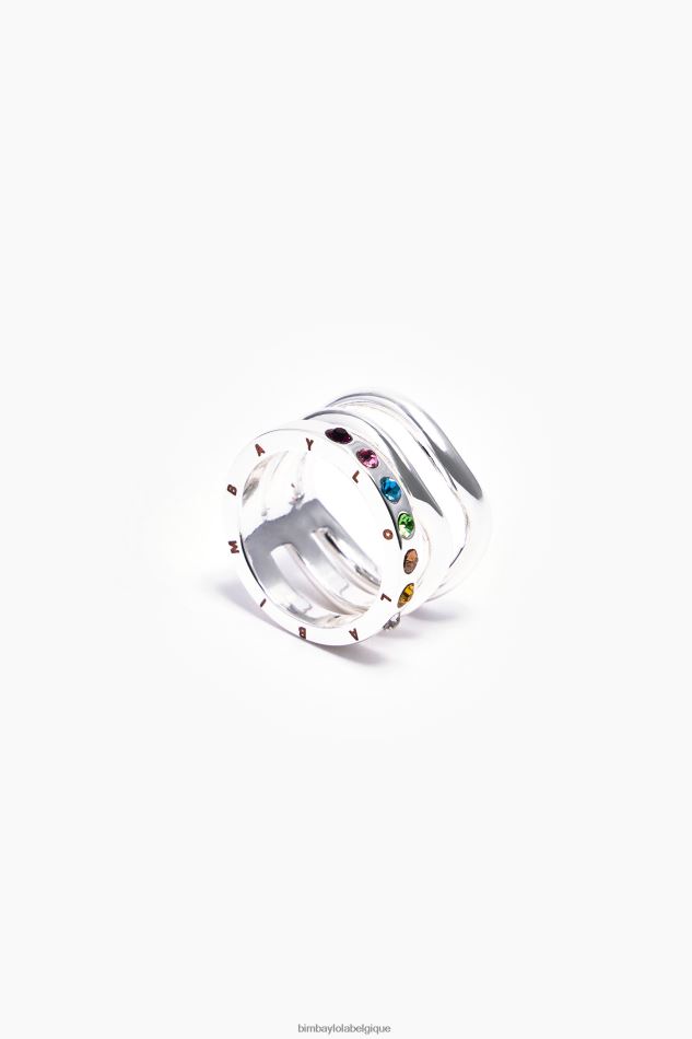 accessoires Bimba Y Lola bague à cristaux trois rangs multicolore HV4486842