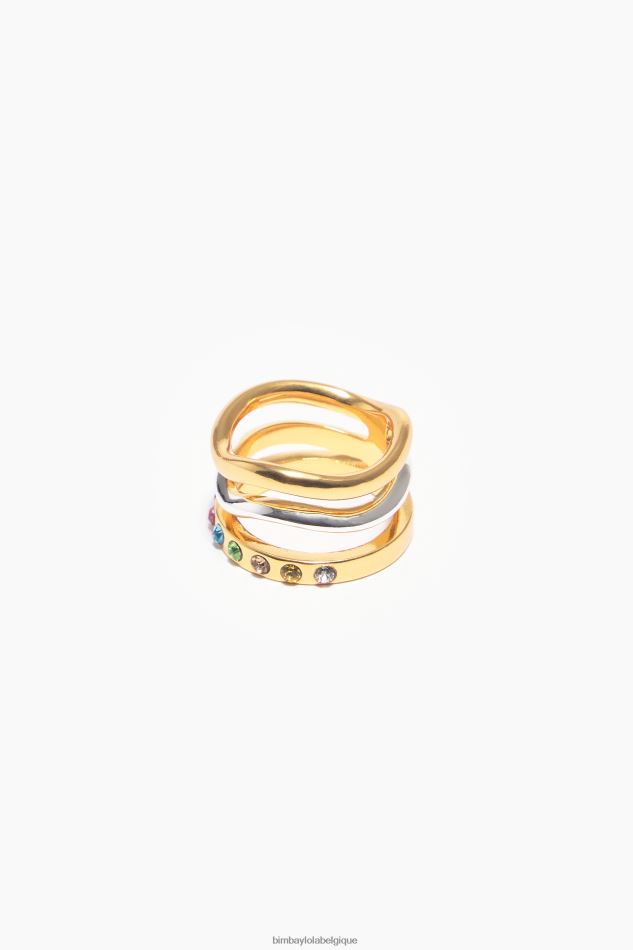 accessoires Bimba Y Lola bague à cristaux trois rangs multicolore HV4486843