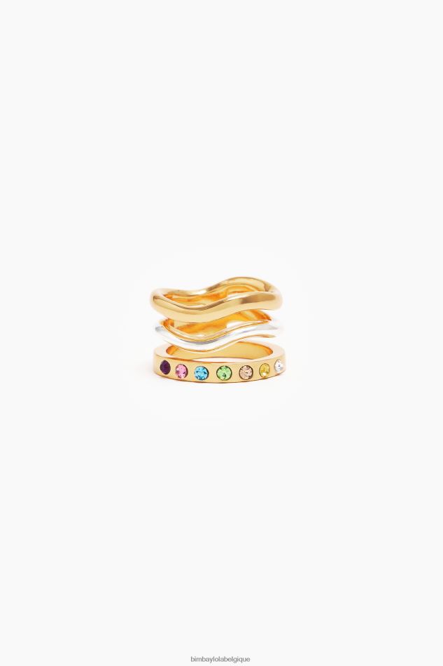 accessoires Bimba Y Lola bague à cristaux trois rangs multicolore HV4486843