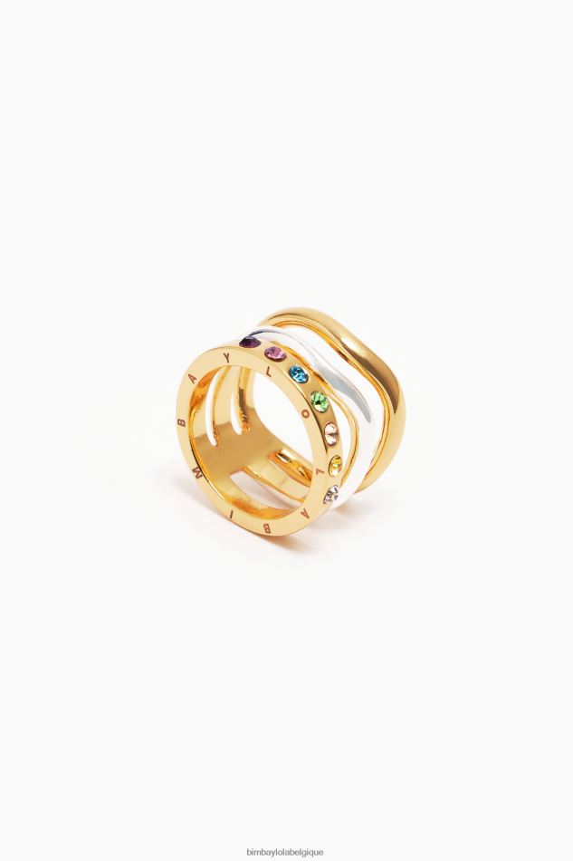 accessoires Bimba Y Lola bague à cristaux trois rangs multicolore HV4486843