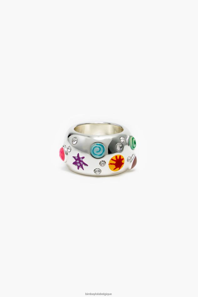 accessoires Bimba Y Lola bague en émail cristal multicolore HV4486683